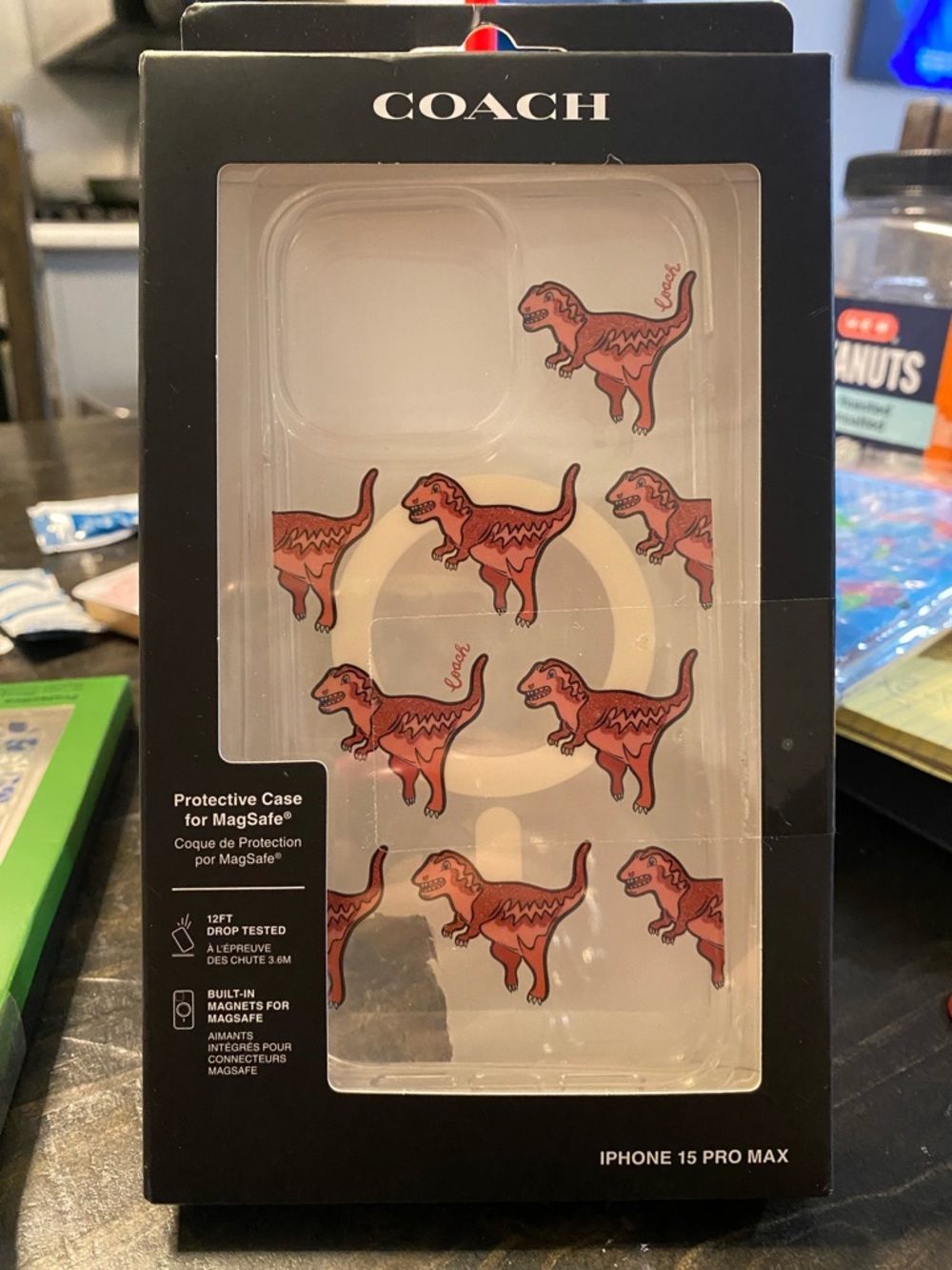 Coach Clear MagSafe Case with Red Dinosaur Print (M221)